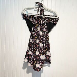 La Vie En Rose Aqua Black Floral Tankini Swimsuit Size Large